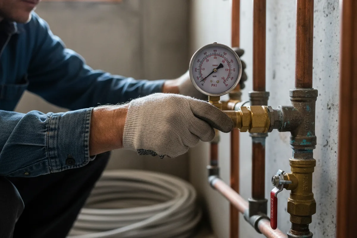 Pressure testing a repaired line during Water Line Repair in Malibu
